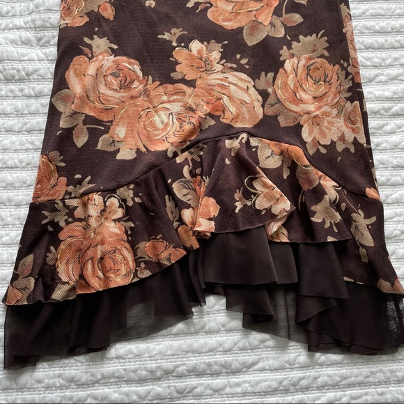 Brown & Nudes Floral Ruffle Skirt - Picture 2 of 3